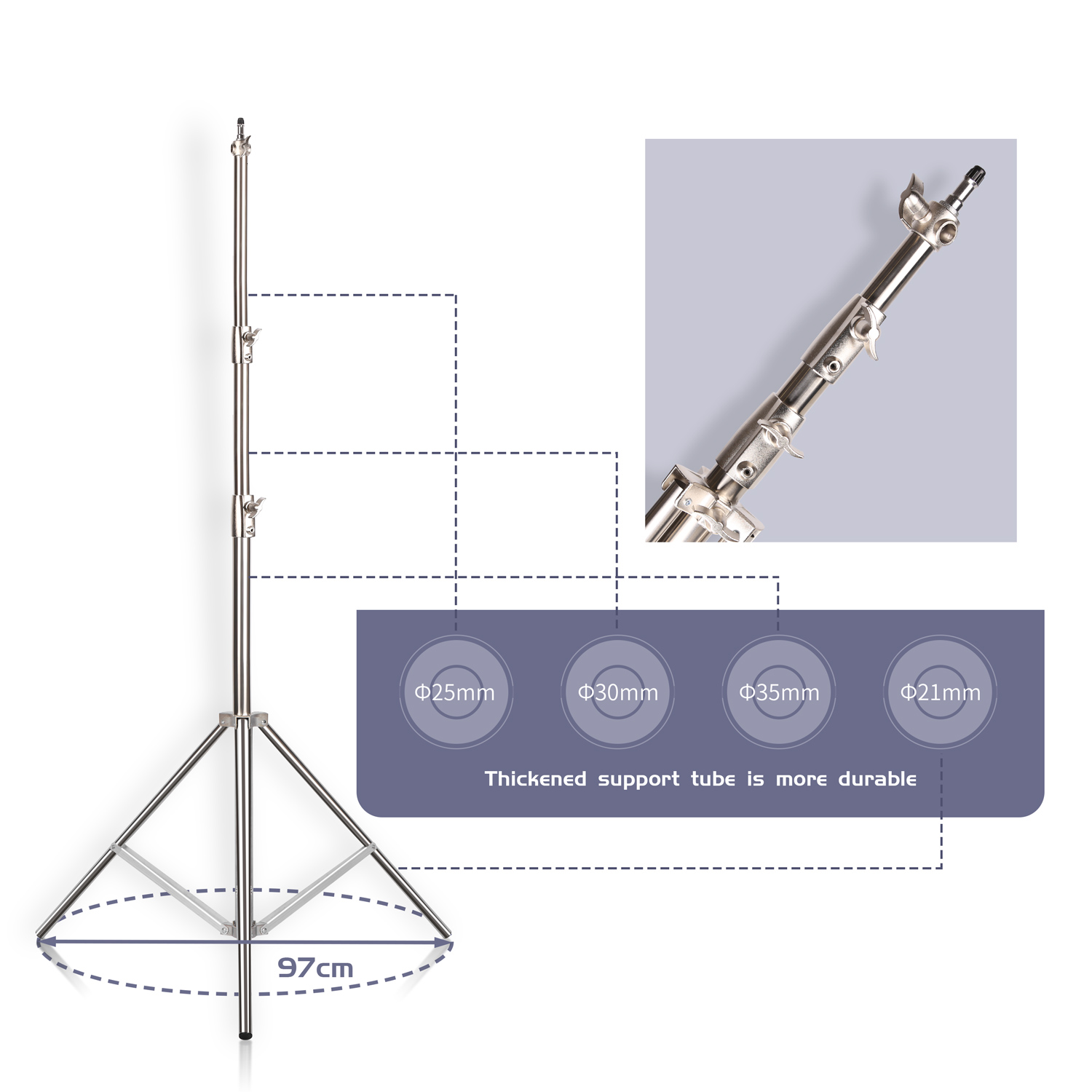 SH 2.8M dudukan lampu baja tah - Photography Lighting Description ulasan dan harga